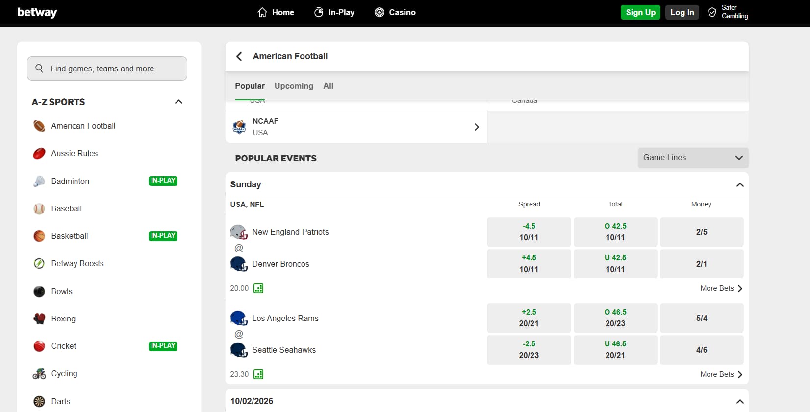 betway uk betting on sports